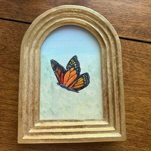 Gold Framed Butterfly Original Watercolor and Acrylic Painting Wall Art